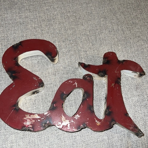 Red Metal “Eat” Sign Industrial Decor LIKE NEW‎ Eclectic Country - Picture 1 of 6